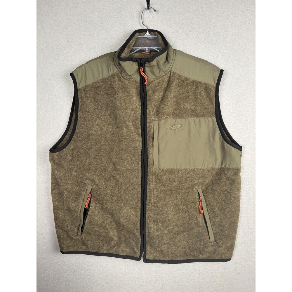 American Eagle Outfitters Vest Mens XL Green Fleece AE77 Performance Full Zip